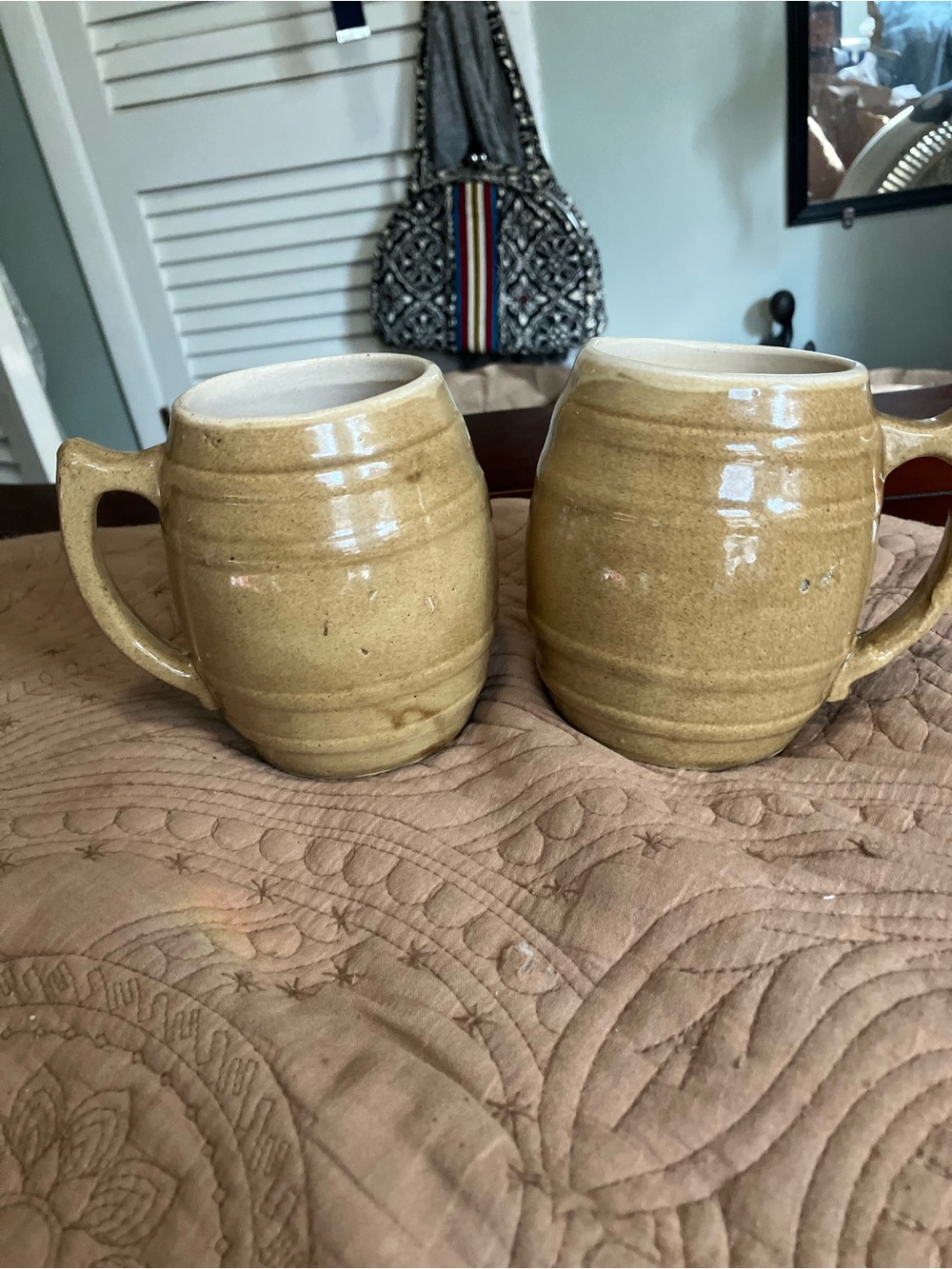 Vintage UHL Pottery Stoneware Barrel Mugs No 16